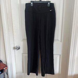 Nike Black Boot-Cut Yoga Pants with White Swoosh